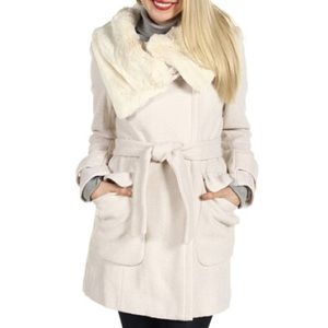 Ivanka Trump Faux Fur Cream Wrap Coat